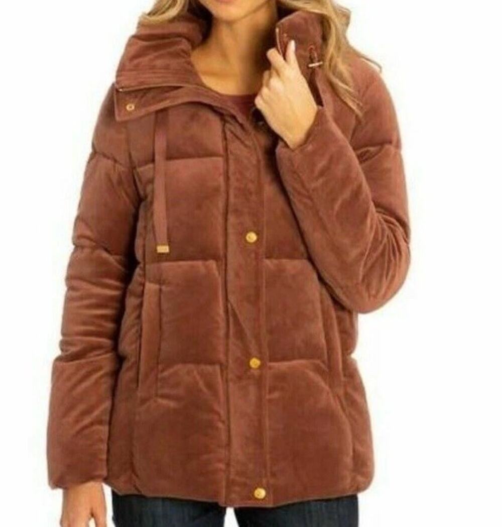 Isaac Mizrahi Ladies' Velvet Puffer Jacket, Dusty Mauve, Size Large 3928/8
